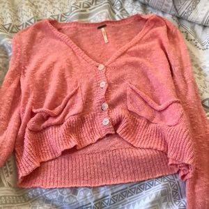 Free people cropped  coral cardigan